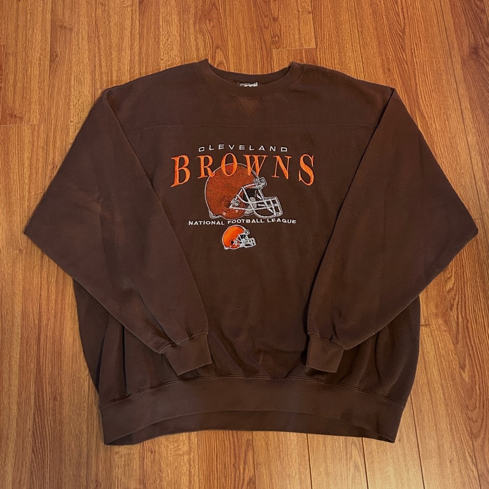 Vintage 90s NFL Football Cleveland Browns  Baggy Brown Embroidered Crewneck 🏈